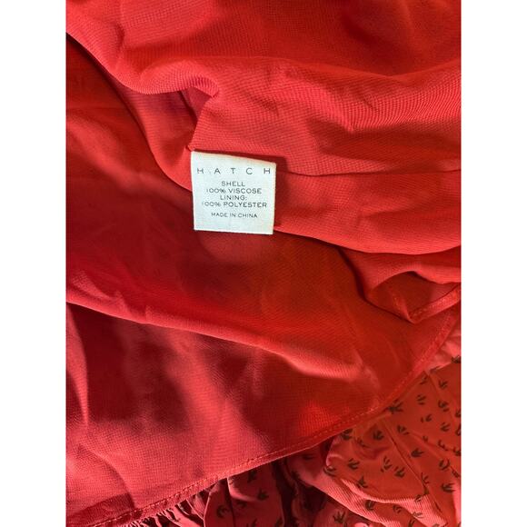 HATCH Red Smocked Midi Dress Long Sleeve Ruffle Hem Women’s Size S - Picture 3 of 4